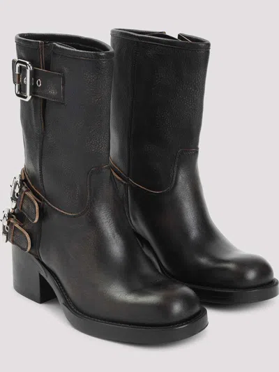 Chloé Dakota Brushed Leather Ankle Boots Shoes In Black