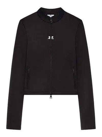 Courrèges Courreges Interlock Jersey Track Jacket For Athletic In Black