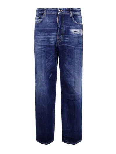 Dsquared2 Classic Five-pocket Jeans With Subtle Fading And Distressing In Blue