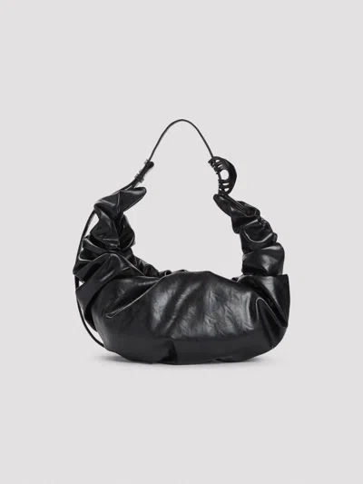 Diesel Grab-d L-large Scrunched Hobo Bag In Shiny Pu In Black