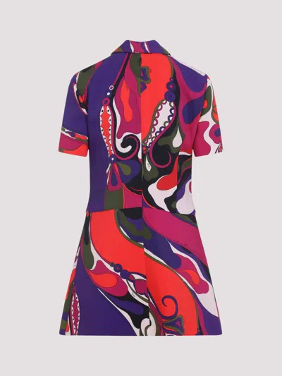 Pucci Fitted Waist Mini Dress With Button Accents In Multi