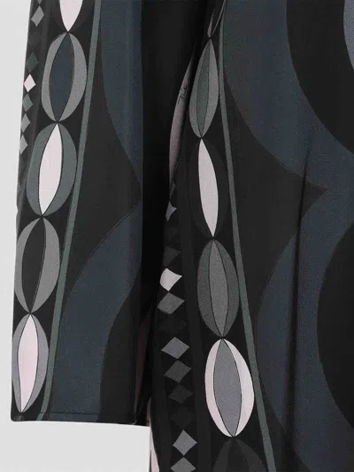 Pucci Geometric Pattern Long Sleeve High Neck Dress In Black