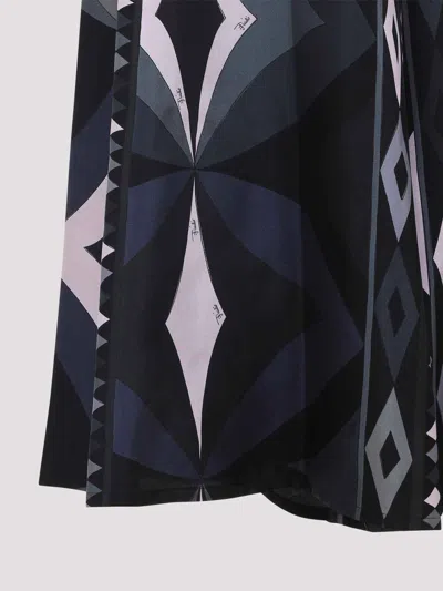 Pucci Collane Print Wide-leg Silk Pants In Black