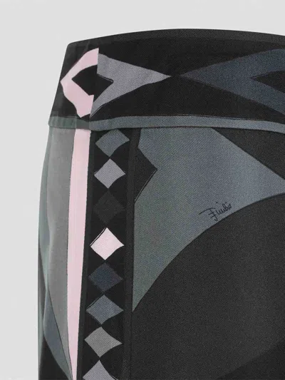 Pucci Collane Print Wide-leg Silk Pants In Black