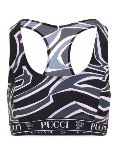 Pucci Geometric Racerback Top For Modern Style In Black