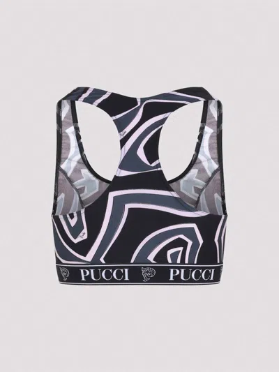 Pucci Geometric Racerback Top For Modern Style In Black