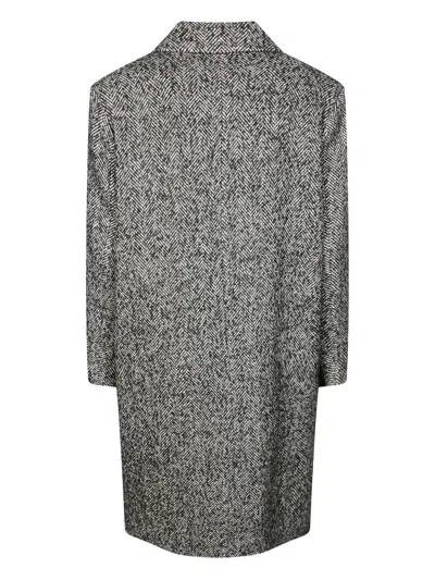 Amaranto Mid-length Herringbone Pattern Coat In Multi
