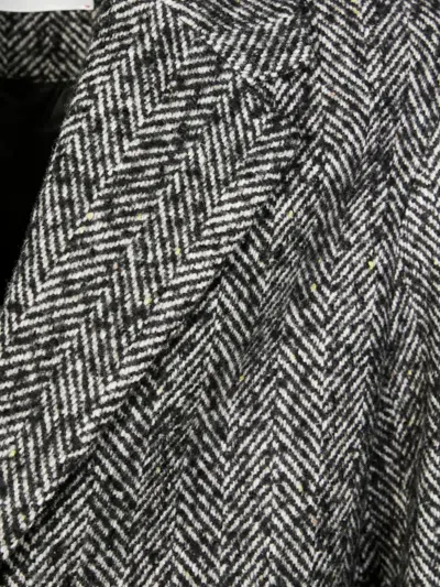 Amaranto Mid-length Herringbone Pattern Coat In Multi