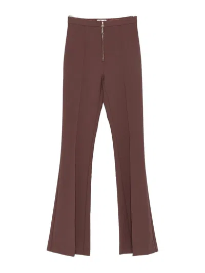 Elisabetta Franchi Flared Brown Trousers With High Waist In Brown