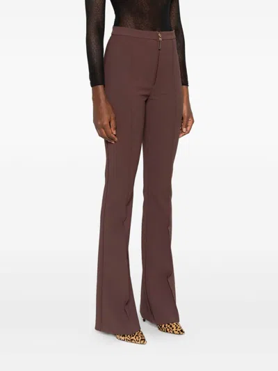 Elisabetta Franchi Flared Brown Trousers With High Waist In Brown