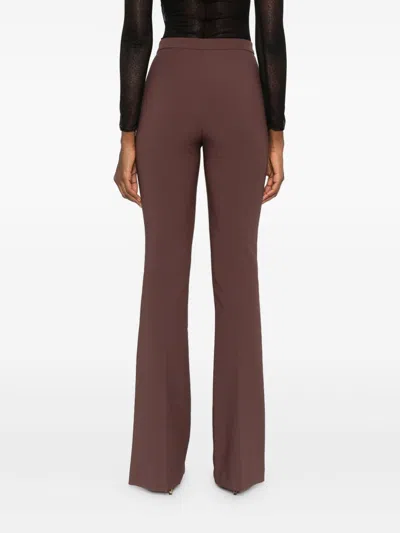 Elisabetta Franchi Flared Brown Trousers With High Waist In Brown