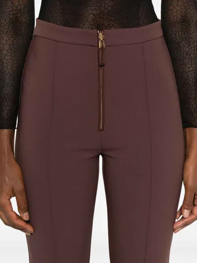 Elisabetta Franchi Flared Brown Trousers With High Waist In Brown