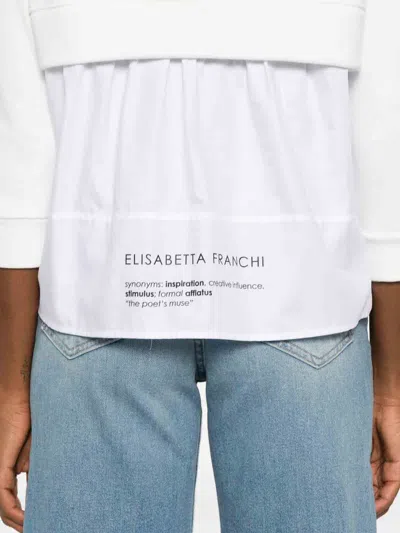 Elisabetta Franchi Fleece Top With Details In Poplin Fabric In White
