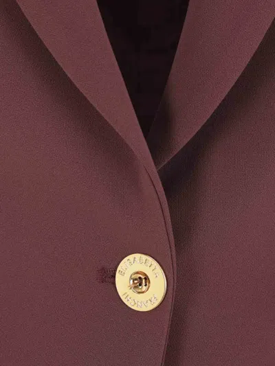 Elisabetta Franchi Burgundy Tailored Blazer With Gold Buttons And Peak Lapels In Red