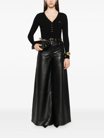 Elisabetta Franchi Maglia A Costine Con Taschino Nero In Black