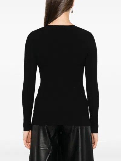 Elisabetta Franchi Maglia A Costine Con Taschino Nero In Black
