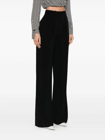Elisabetta Franchi Black Trousers With Pleated Details In Fabric Woman In Black