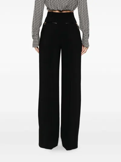 Elisabetta Franchi Black Trousers With Pleated Details In Fabric Woman In Black