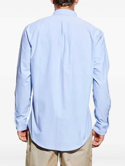 Givenchy Button-down Shirt With Pointed Collar And Embroidered Detail In Blue