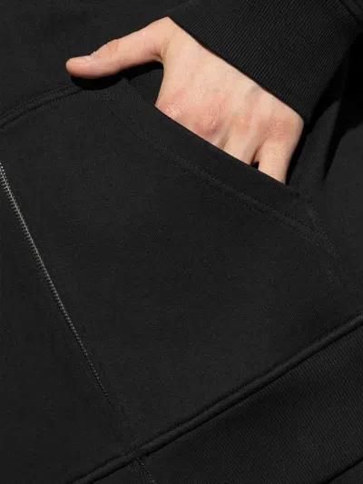 Givenchy Logo Stamp Zip-up Hooded Sweatshirt In Black