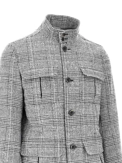 Herno Prince Of Wales Wool-blend Field Jacket In Gray
