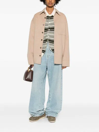 Jw Anderson Buttoned Patch-pocket Jacket In Neutral