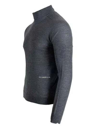 Jw Anderson J. W. Anderson Fitted High-neck Knitwear Sweater With Subtle Detailing In Gray