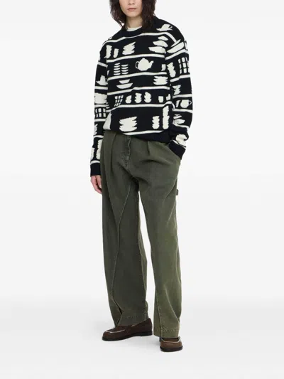 Jw Anderson J. W. Anderson Knit Sweater With Kitchenware Motifs In Black