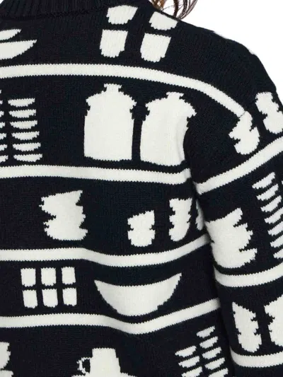 Jw Anderson J. W. Anderson Knit Sweater With Kitchenware Motifs In Black