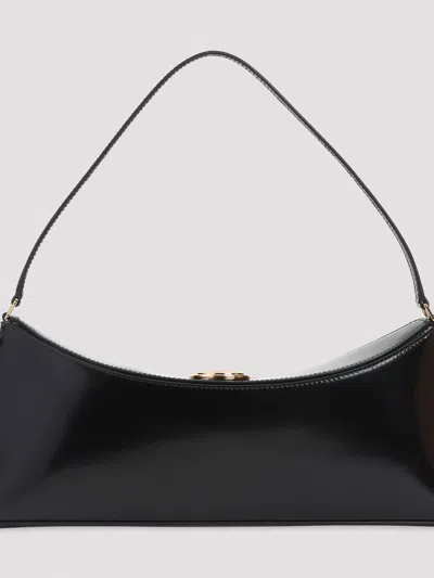 Jacquemus Le Calisso Black Shoulder Bag With Engraved Snap Button In Leather In Black