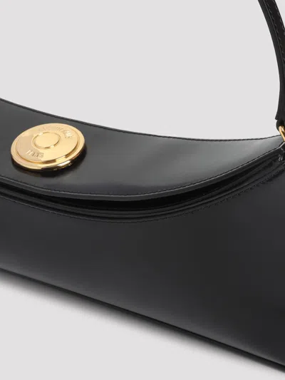 Jacquemus Le Calisso Black Shoulder Bag With Engraved Snap Button In Leather In Black