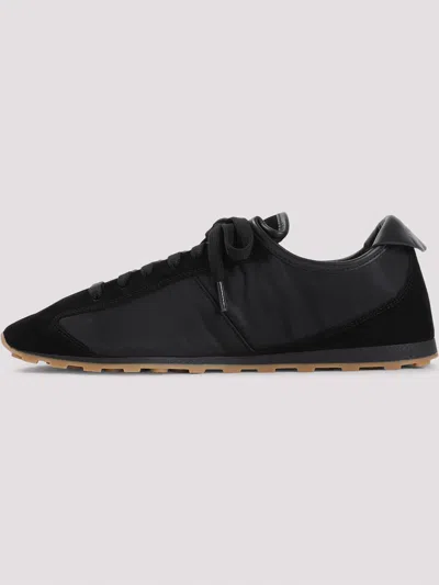 Jacquemus Smooth Suede-textured Sneakers With Contrasting Rubber Sole In Black
