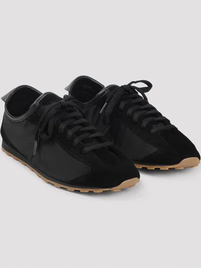 Jacquemus Smooth Suede-textured Sneakers With Contrasting Rubber Sole In Black