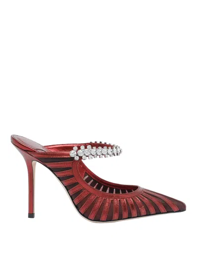 Jimmy Choo Bing 65 Embellished Leather And Mesh Pumps In Red