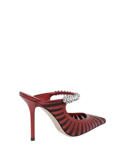 Jimmy Choo Bing 65 Embellished Leather And Mesh Pumps In Red
