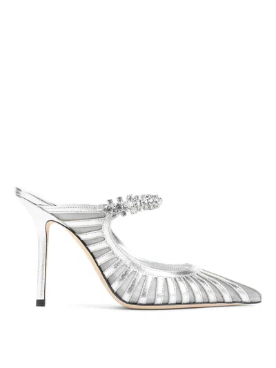 Jimmy Choo Striped Mesh Stiletto Pumps Strap In Silver