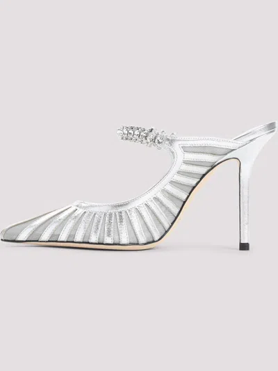 Jimmy Choo Striped Mesh Stiletto Pumps Strap In Silver