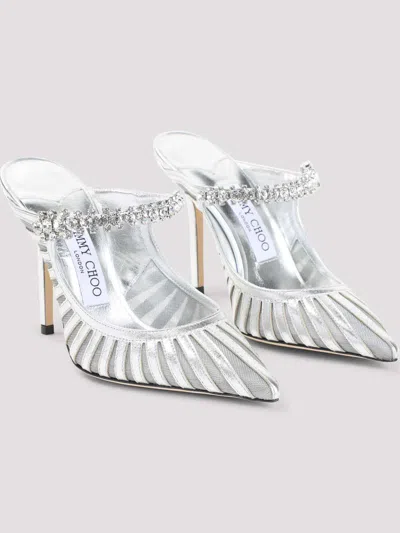 Jimmy Choo Striped Mesh Stiletto Pumps Strap In Silver