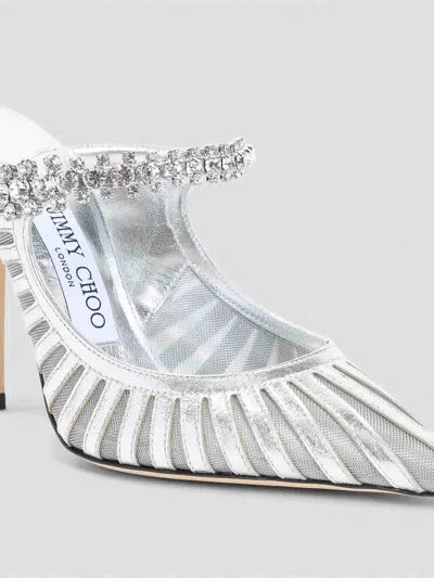 Jimmy Choo Striped Mesh Stiletto Pumps Strap In Silver