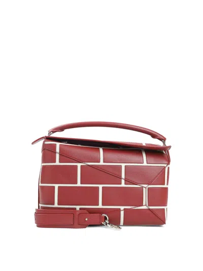 Loewe Large Brick Puzzle Edge Shoulder Bag In Red