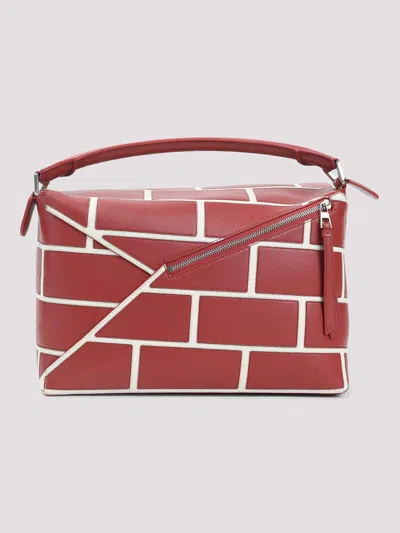 Loewe Large Brick Puzzle Edge Shoulder Bag In Red