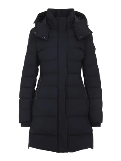 Moose Knuckles Watershed 3 Water Resistant 800 Fill Power Down Puffer Coat With Genuine Shearling Tr In Black
