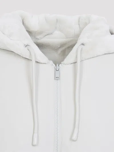 Moose Knuckles Plush Hooded Jacket With Zippered Pockets In White