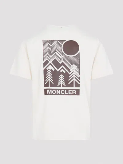 Moncler Cotton T-shirt With Embossed Logo Grenoble Clothing In White