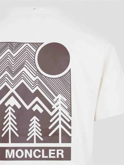Moncler Cotton T-shirt With Embossed Logo Grenoble Clothing In White