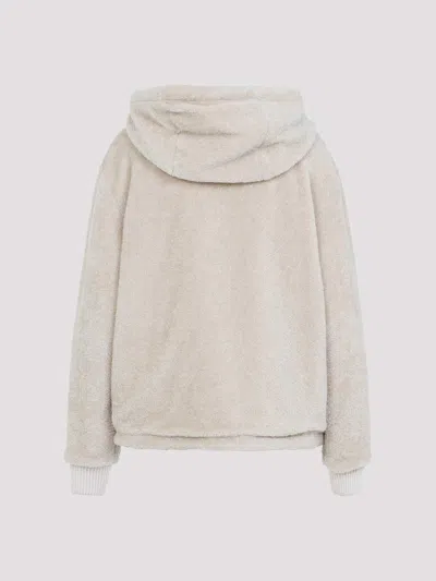 Moncler Teddy And Nylon Reversible Padded Hoodie Clothing In White