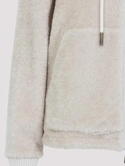 Moncler Teddy And Nylon Reversible Padded Hoodie Clothing In White