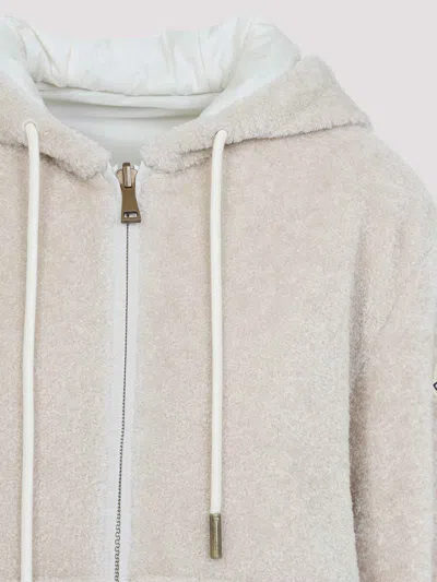 Moncler Teddy And Nylon Reversible Padded Hoodie Clothing In White
