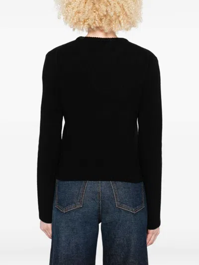 Moncler Cropped Sweater With Contrasting Embroidered Logo In Black