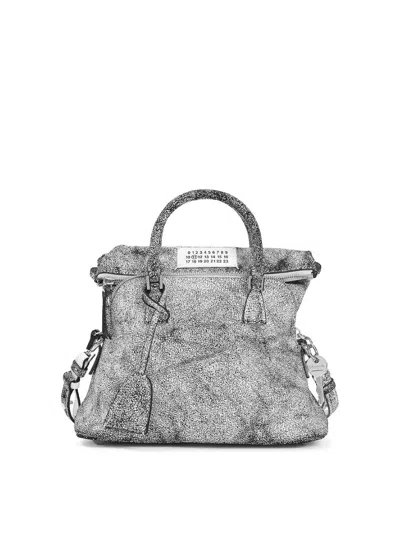 Maison Margiela Textured Leather Shoulder Bag And Strap In White